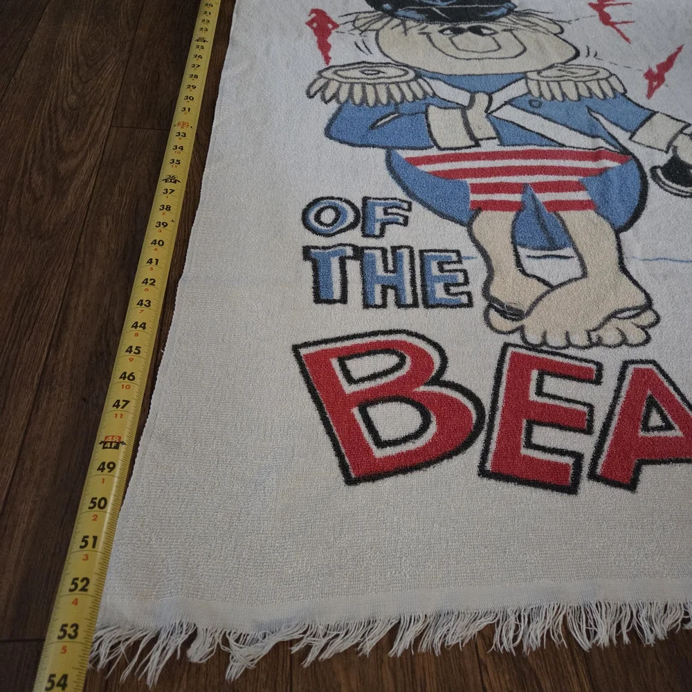 RARE Vintage 70s Captain of the Beach Nautical Sailor Terry Cloth Beach Towel